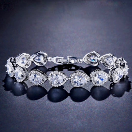 Francesca - Cubic Zirconia Bridal Bracelet - Available in Silver, Rose Gold and Yellow Gold