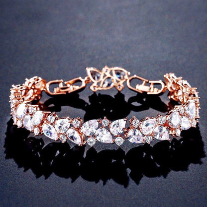Jessica - Cubic Zirconia Bridal Bracelet - Available in Silver, Rose Gold and Yellow Gold