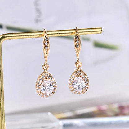 Raïsa - CZ Bridal Bracelet and Earrings Set - Available in Silver, Rose Gold and Yellow Gold