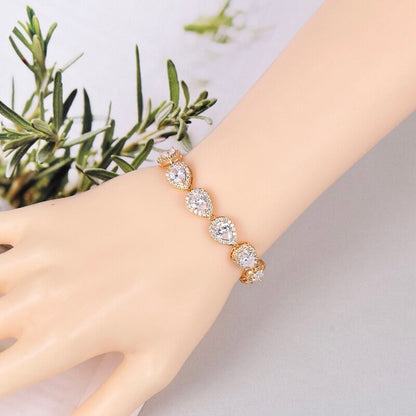 Raïsa - CZ Bridal Bracelet and Earrings Set - Available in Silver, Rose Gold and Yellow Gold