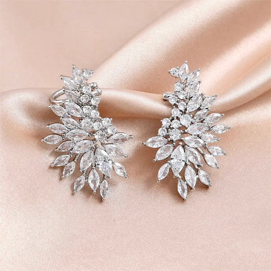 LeAnn - Cubic Zirconia Bridal Climber Earrings - Available in Silver, Rose Gold and Yellow Gold