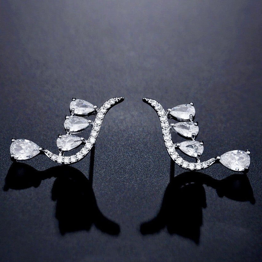 Aurelia - Cubic Zirconia Bridal Earrings - Available in Gold and Silver