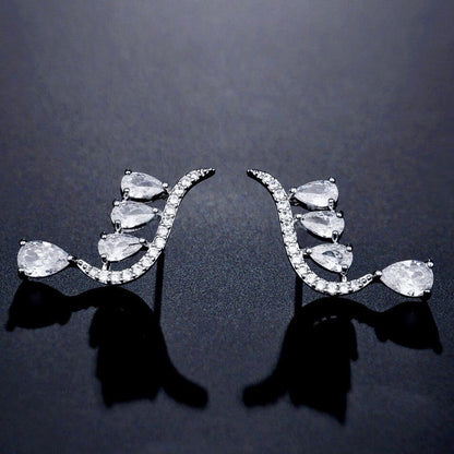 Aurelia - Cubic Zirconia Bridal Earrings - Available in Gold and Silver
