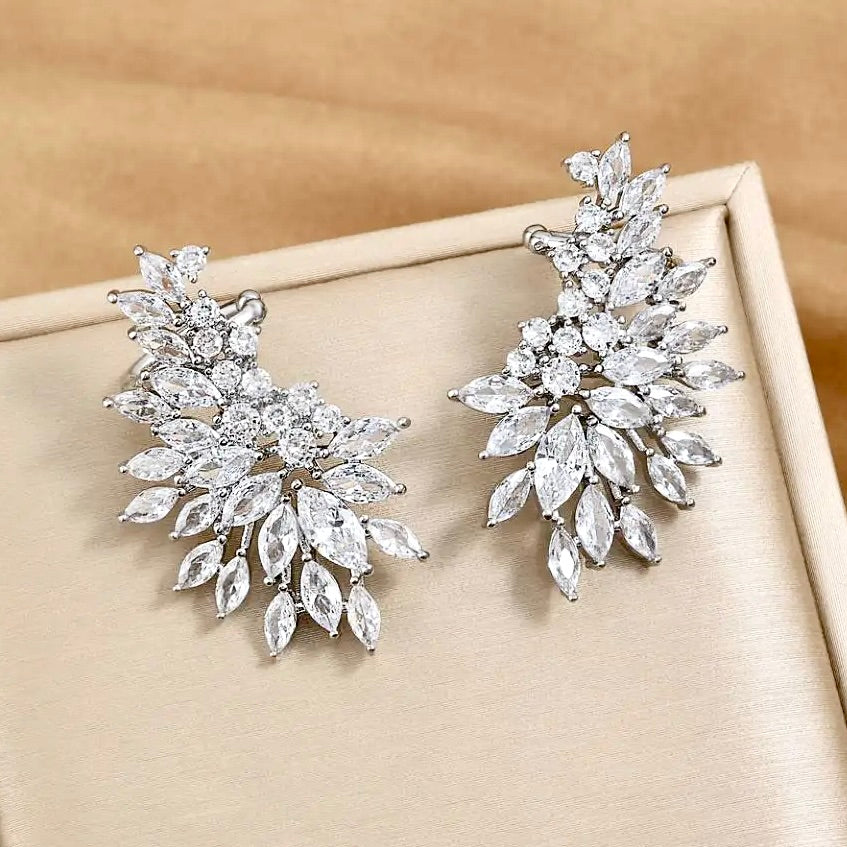 LeAnn - Cubic Zirconia Bridal Climber Earrings - Available in Silver, Rose Gold and Yellow Gold