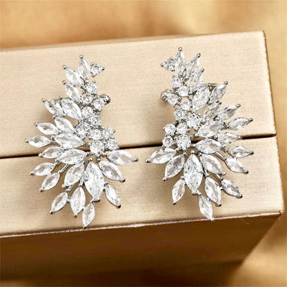 LeAnn - Cubic Zirconia Bridal Climber Earrings - Available in Silver, Rose Gold and Yellow Gold