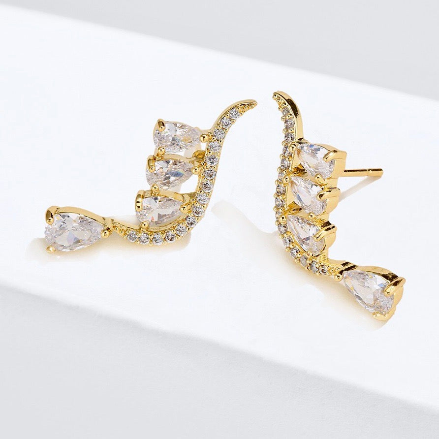 Aurelia - Cubic Zirconia Bridal Earrings - Available in Gold and Silver