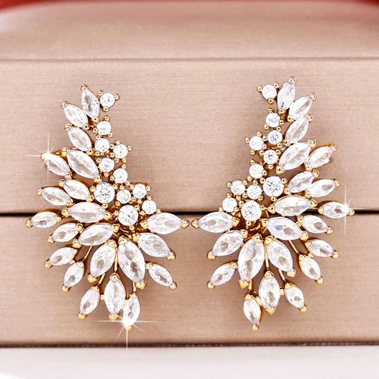 LeAnn - Cubic Zirconia Bridal Climber Earrings - Available in Silver, Rose Gold and Yellow Gold