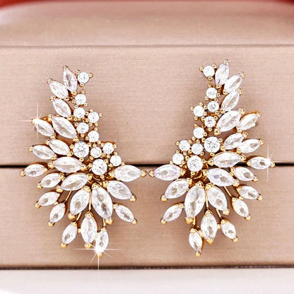 LeAnn - Cubic Zirconia Bridal Climber Earrings - Available in Silver, Rose Gold and Yellow Gold
