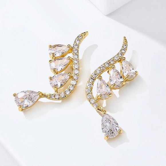 Aurelia - Cubic Zirconia Bridal Earrings - Available in Gold and Silver