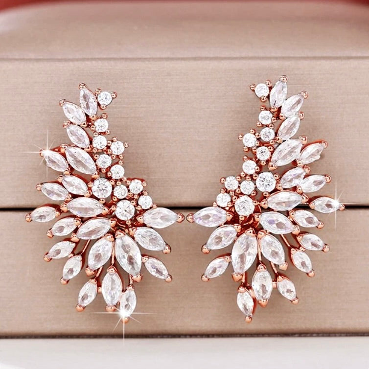 LeAnn - Cubic Zirconia Bridal Climber Earrings - Available in Silver, Rose Gold and Yellow Gold