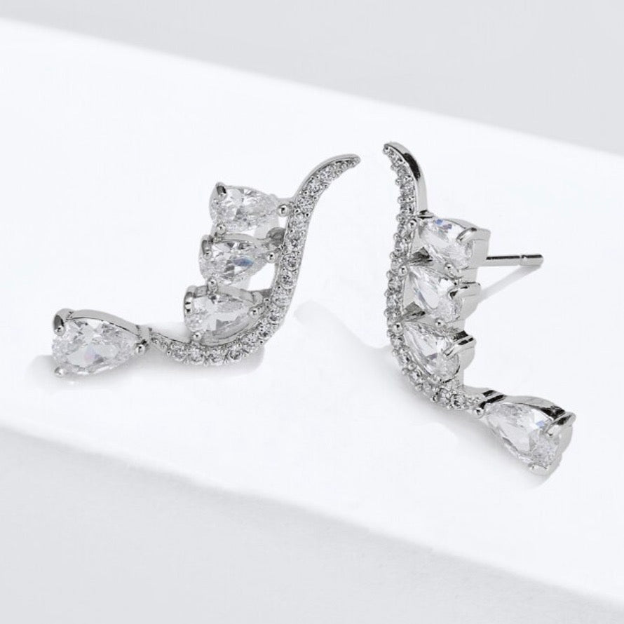 Aurelia - Cubic Zirconia Bridal Earrings - Available in Gold and Silver
