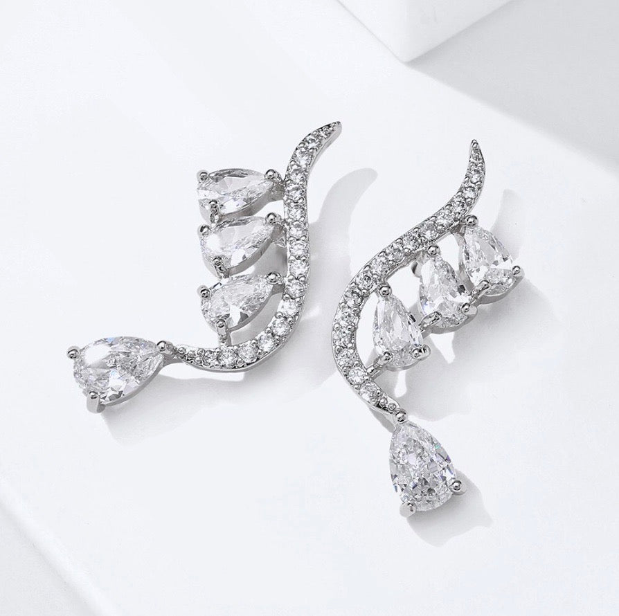 Aurelia - Cubic Zirconia Bridal Earrings - Available in Gold and Silver