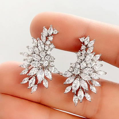 LeAnn - Cubic Zirconia Bridal Climber Earrings - Available in Silver, Rose Gold and Yellow Gold
