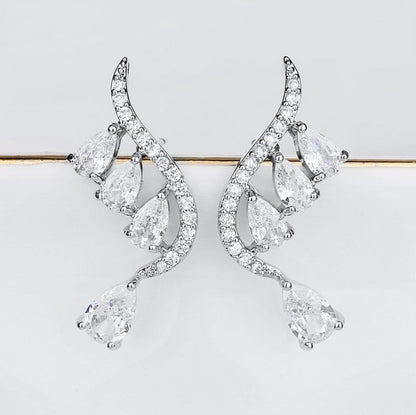 Aurelia - Cubic Zirconia Bridal Earrings - Available in Gold and Silver