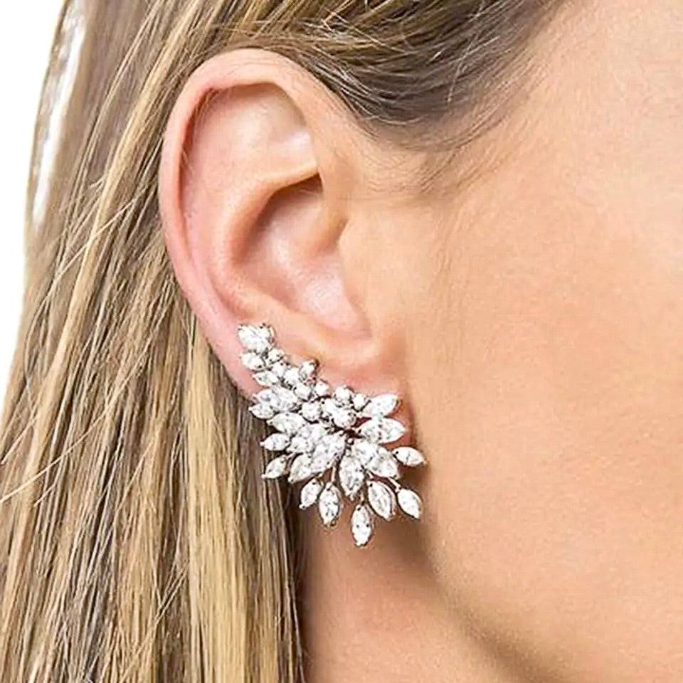LeAnn - Cubic Zirconia Bridal Climber Earrings - Available in Silver, Rose Gold and Yellow Gold