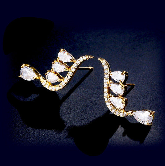 Aurelia - Cubic Zirconia Bridal Earrings - Available in Gold and Silver