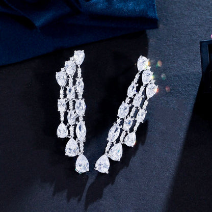 Ornella - Silver Cubic Zirconia Bridal Earrings