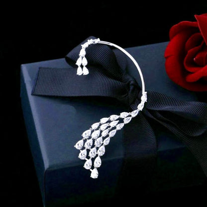 Naissa - Silver CZ Bridal Ear Cuff Earrings