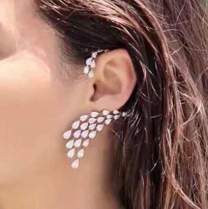 Naissa - Silver CZ Bridal Ear Cuff Earrings