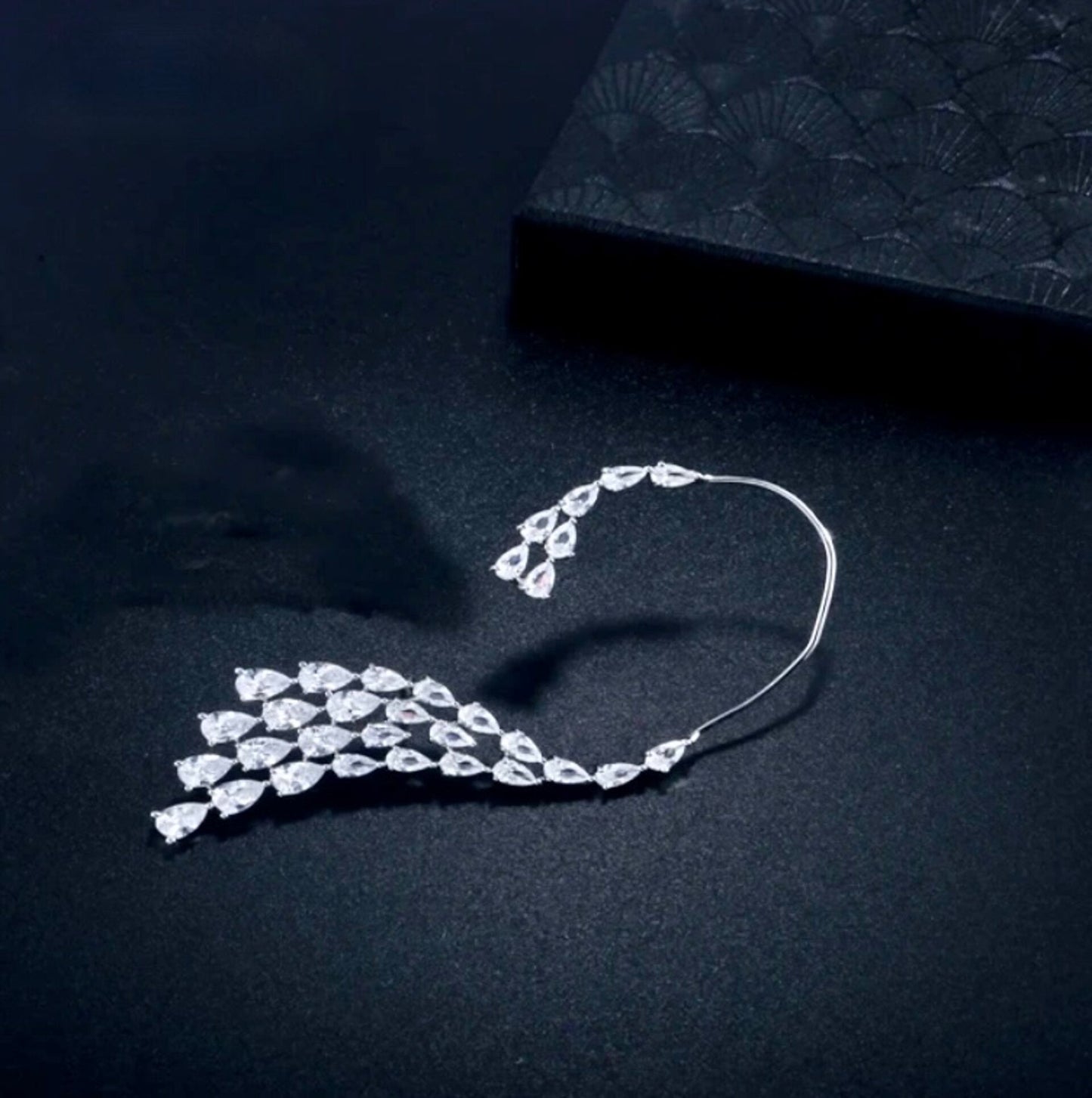 Naissa - Silver CZ Bridal Ear Cuff Earrings