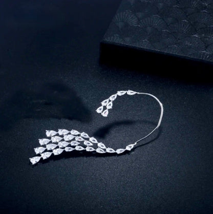 Naissa - Silver CZ Bridal Ear Cuff Earrings