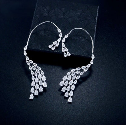 Naissa - Silver CZ Bridal Ear Cuff Earrings