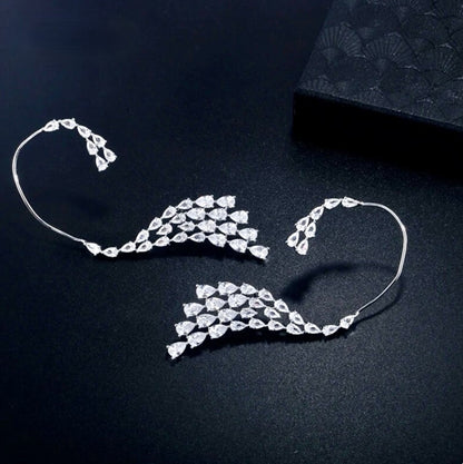 Naissa - Silver CZ Bridal Ear Cuff Earrings