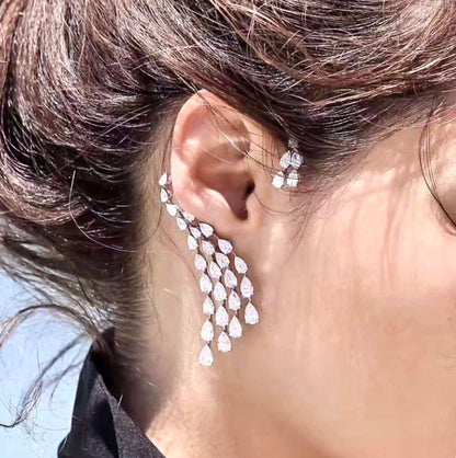 Naissa - Silver CZ Bridal Ear Cuff Earrings