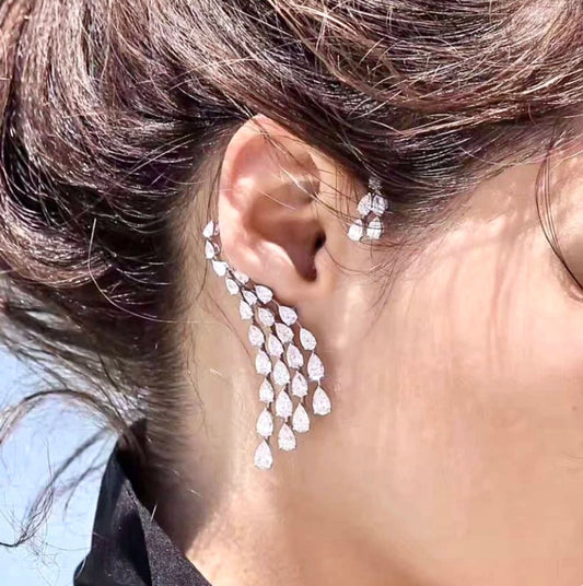 Naissa - Silver CZ Bridal Ear Cuff Earrings