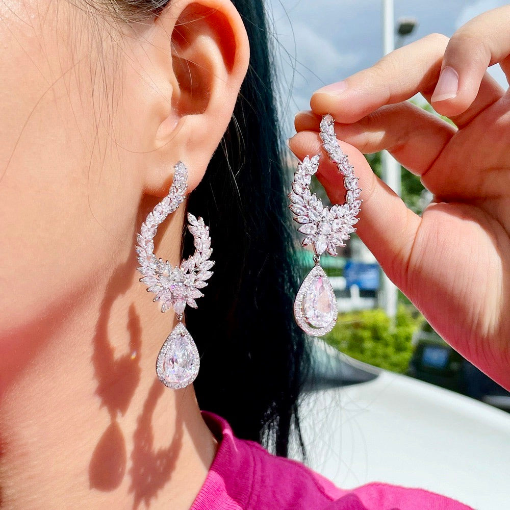 Glenda - Cubic Zirconia Bridal Earrings - Available in Silver and Gold