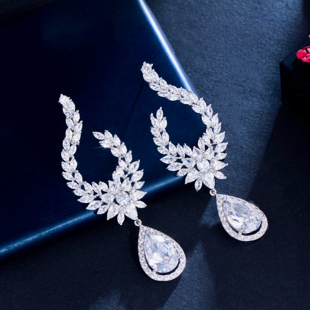 Glenda - Cubic Zirconia Bridal Earrings - Available in Silver and Gold
