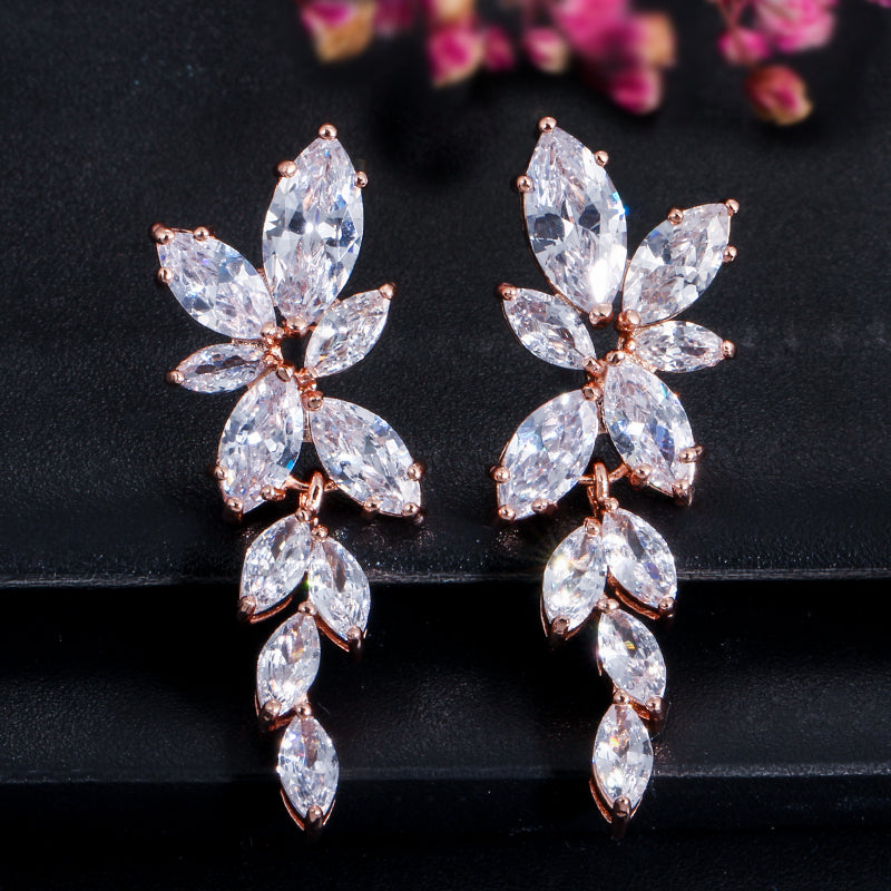 Vivienne - Cubic Zirconia Bridal Earrings - Available in Silver, Rose Gold and Yellow Gold