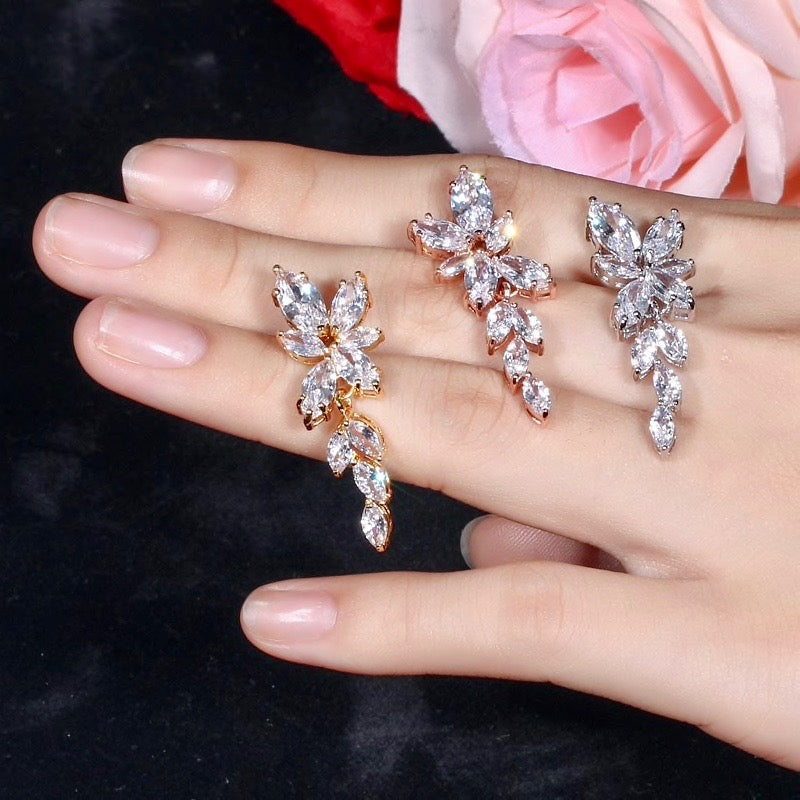 Vivienne - Cubic Zirconia Bridal Earrings - Available in Silver, Rose Gold and Yellow Gold