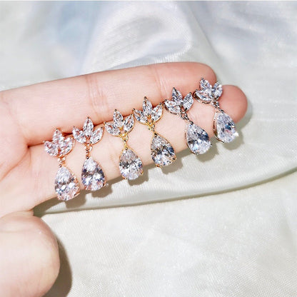 Cody - Cubic Zirconia Bridal Earrings - Available in Silver, Rose Gold and Yellow Gold