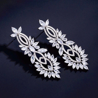 Giselle - Silver Cubic Zirconia Bridal Earrings