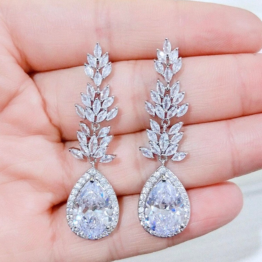 Aleda - Cubic Zirconia Bridal Earrings - More Colors Available