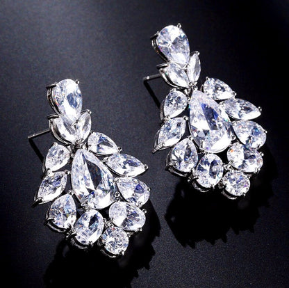 Nala - Silver Cubic Zirconia Bridal Earrings