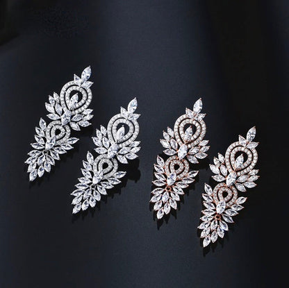 Haylani - Cubic Zirconia Bridal Earrings - Available in Silver, Rose Gold and Yellow Gold