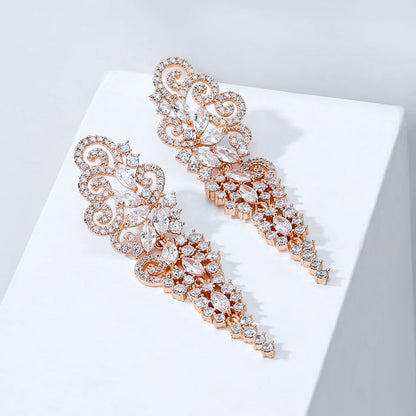 "Verna" - Cubic Zirconia Bridal Earrings - Available in Silver and Rose Gold