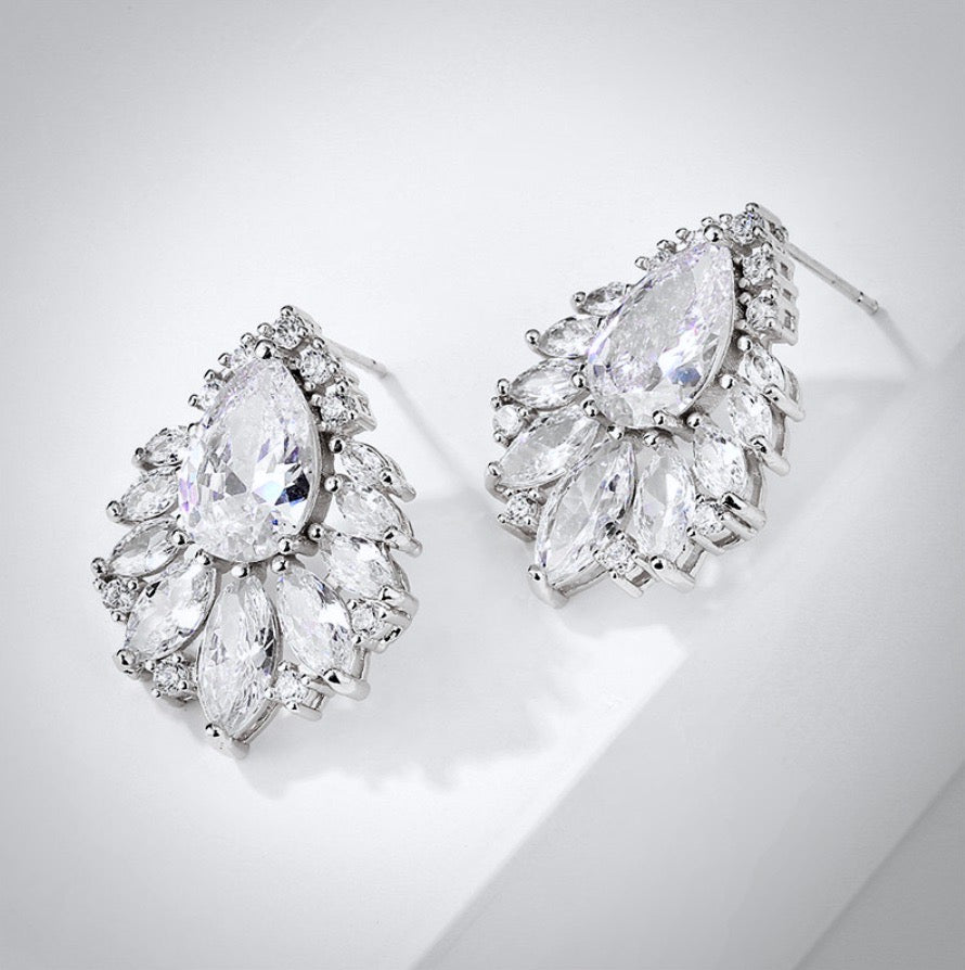 Maiky - Cubic Zirconia Bridal Earrings - Available in Silver, Rose Gold and Yellow Gold