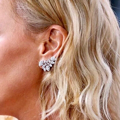 "Rielle" - CZ Bridal Climber Earrings - Available in Silver, Rose Gold and Yellow Gold