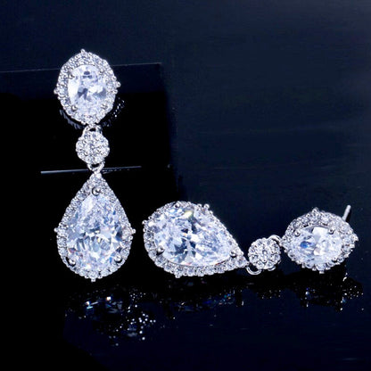Leigh - Cubic Zirconia Bridal Earrings - Available in Silver and Gold