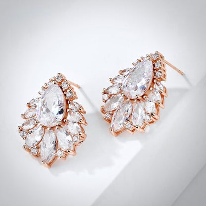 Maiky - Cubic Zirconia Bridal Earrings - Available in Silver, Rose Gold and Yellow Gold
