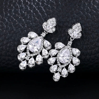 Octavia - Silver Cubic Zirconia Bridal Earrings