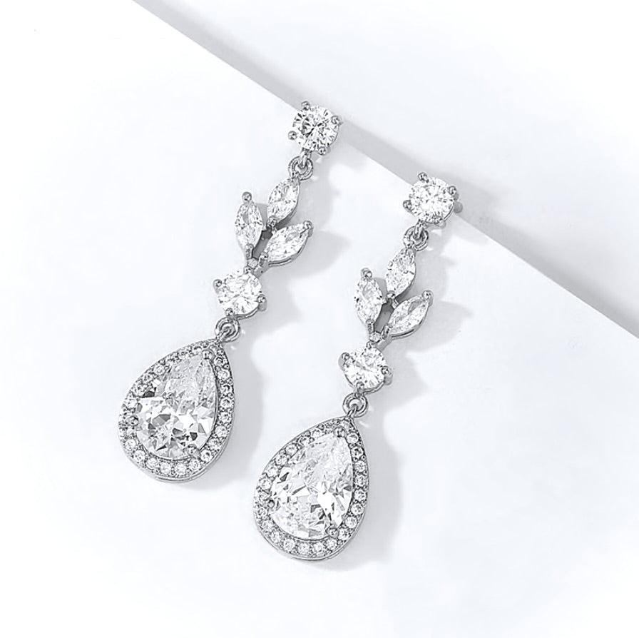 Parker - Cubic Zirconia Bridal Earrings - Available in Rose Gold, Silver and Yellow Gold