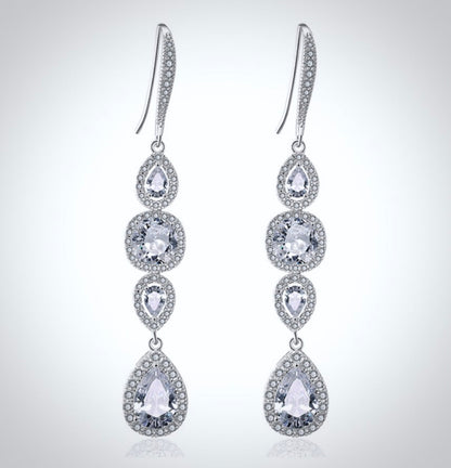 Michelle - Cubic Zirconia Bridal Earrings - Available in Silver, Rose Gold and Yellow Gold