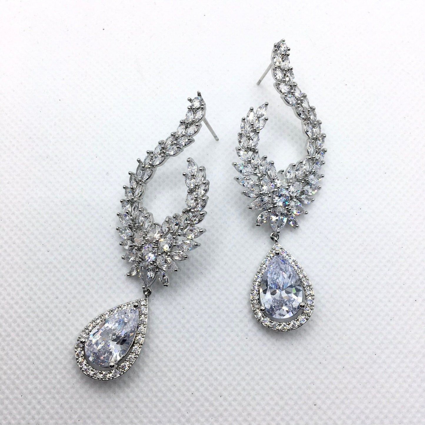Glenda - Cubic Zirconia Bridal Earrings - Available in Silver and Gold