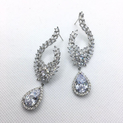 Glenda - Cubic Zirconia Bridal Earrings - Available in Silver and Gold