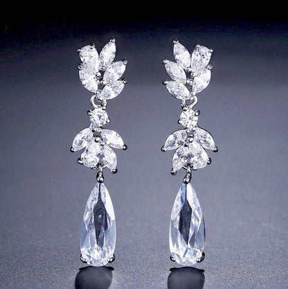 Gemma - Cubic Zirconia Bridal Earrings - Available in Rose Gold, Silver and Yellow Gold