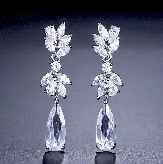 Gemma - Cubic Zirconia Bridal Earrings - Available in Rose Gold, Silver and Yellow Gold